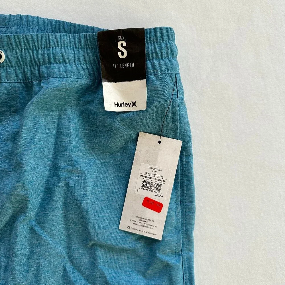 Hurley One & Only Crossdye 17" Volley Shorts Blue Mens Size S NWT - Picture 10 of 11